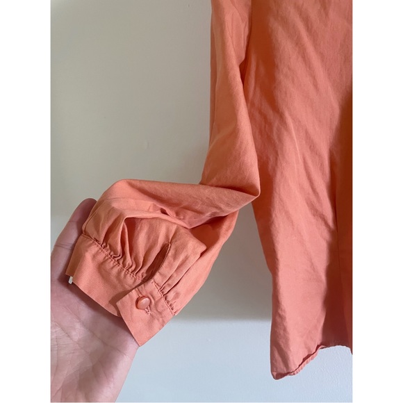 Vintage Peach Peter Pan Collar Button up Blouse 3/4 Sleeves Size M - Picture 4 of 8